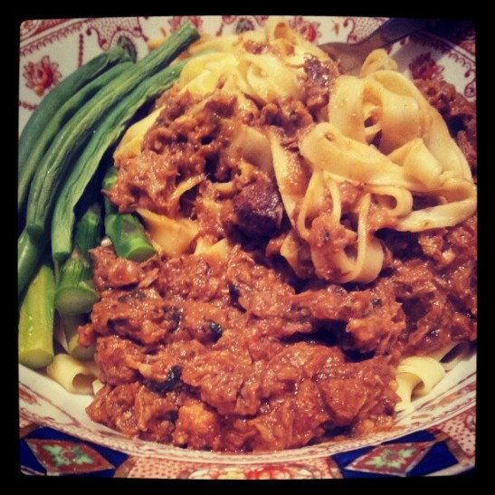 orange duck ragu pasta